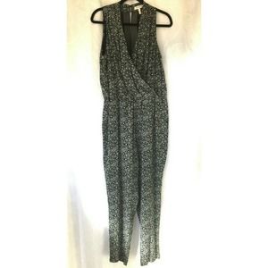 Rebecca Taylor Surplice V-Neck Jumpsuit Black Combo Silk Sleeveless 9189…